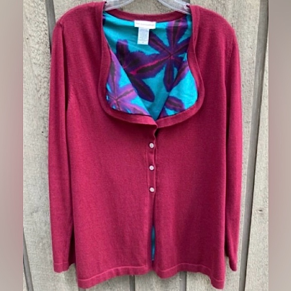 SOFT SURROUNDINGS Top Tunic Sweater Cotton Blue Purple Burgundy Red Pink Medium